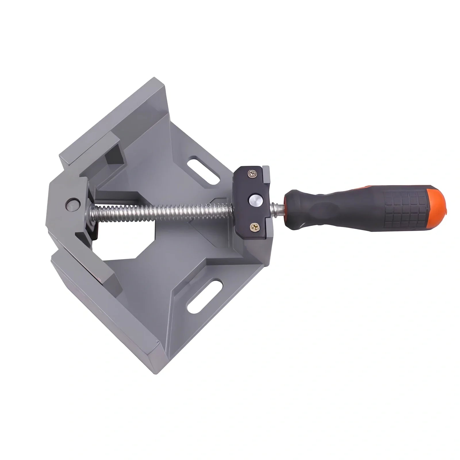 Aluminium 90 degree right angle clamp with 70mm jaws for woodworking and welding, chrome rods and rubber handles