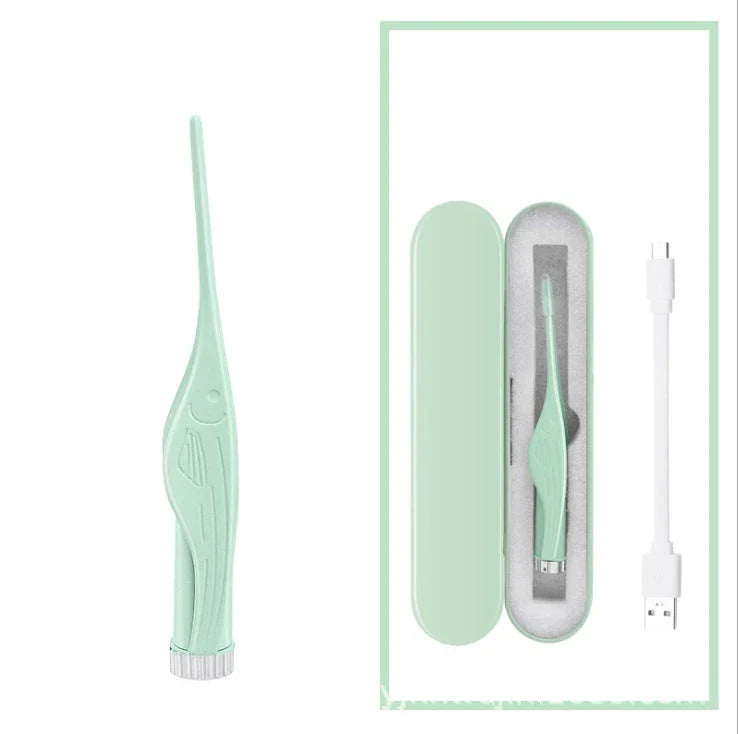 Children's rechargeable luminous ear pick in green and purple