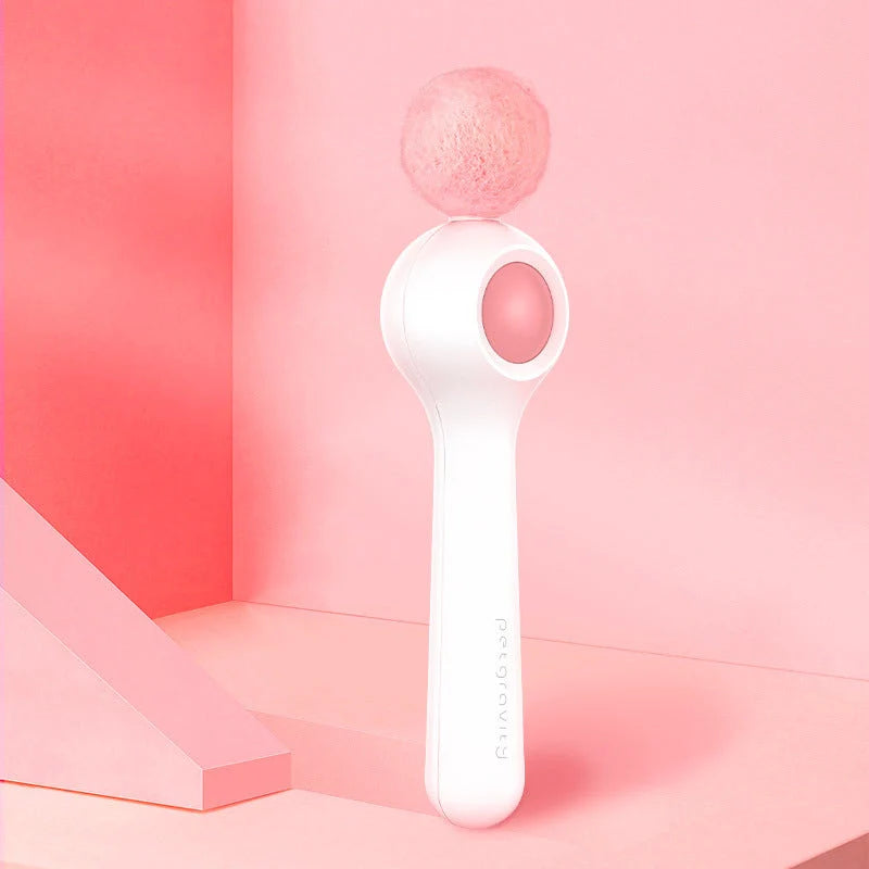 Gravity funny cat stick toy with pink wool ball for cats