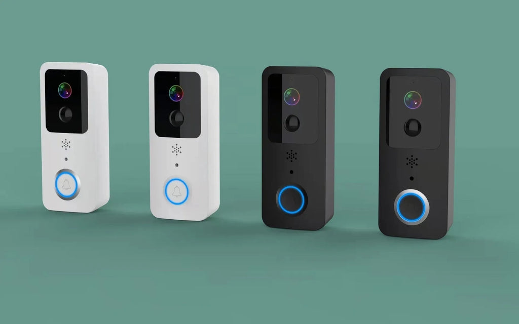Black and white waterproof smart home visual doorbell with HD remote intercom.