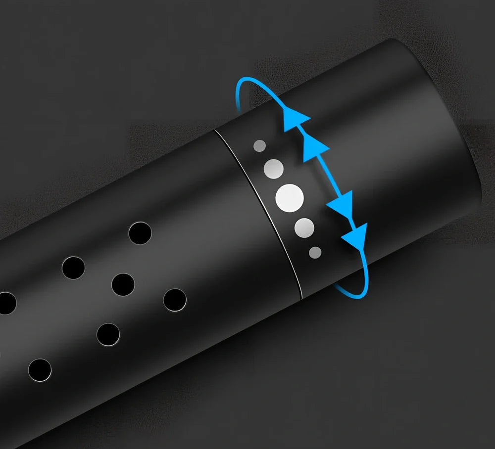 Silver aluminium alloy car vent clip-on air freshener, 83x13mm size, 46g, with replaceable fragrance cores