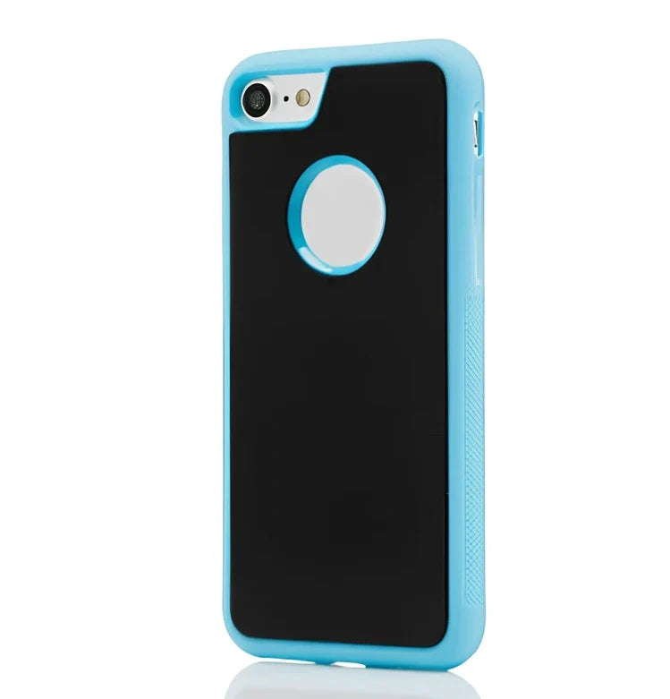 Black anti-gravity nano-adsorption phone case sticking to glass surface, compatible with iPhone 13 Pro Max, TPU-PC material
