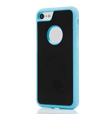 Black anti-gravity nano-adsorption phone case sticking to glass surface, compatible with iPhone 13 Pro Max, TPU-PC material