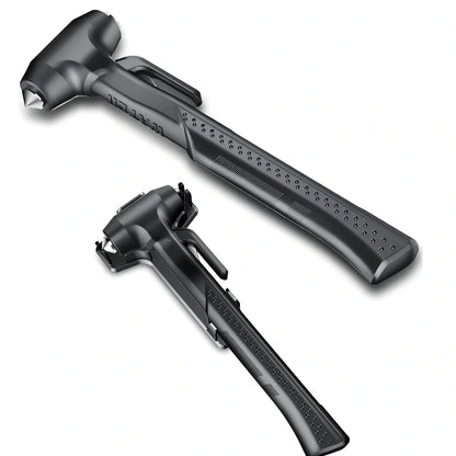Black ABS window breaker safety hammer with pointed high carbon steel tip and seatbelt cutter, 10cm length for vehicle emergencies