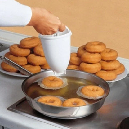 Compact plastic doughnut maker dispenser for easy homemade treats