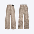 Marble Dark women's straight-leg loose casual trousers made from pure cotton denim on a mid-waist.