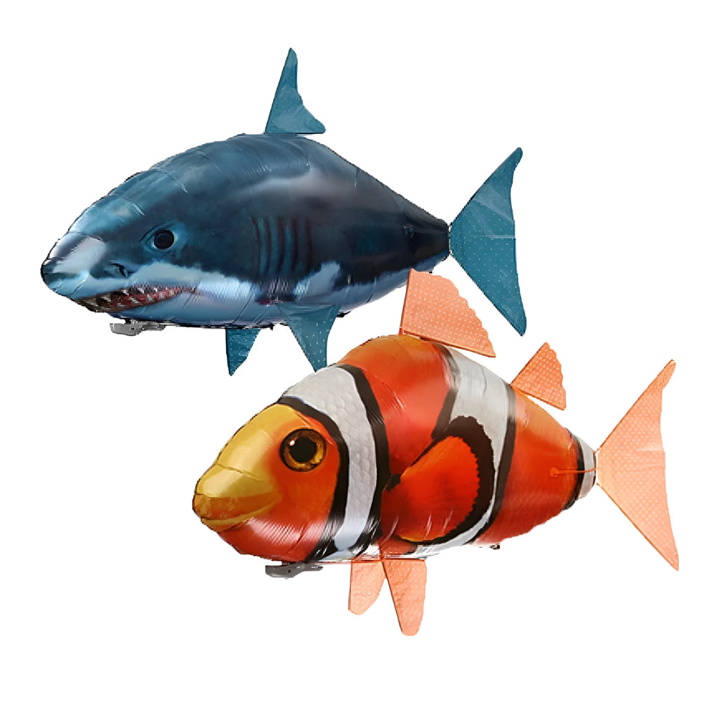 Remote control flying fish inflatable balloon in clownfish style, 152x100x60cm, helium-filled plastic