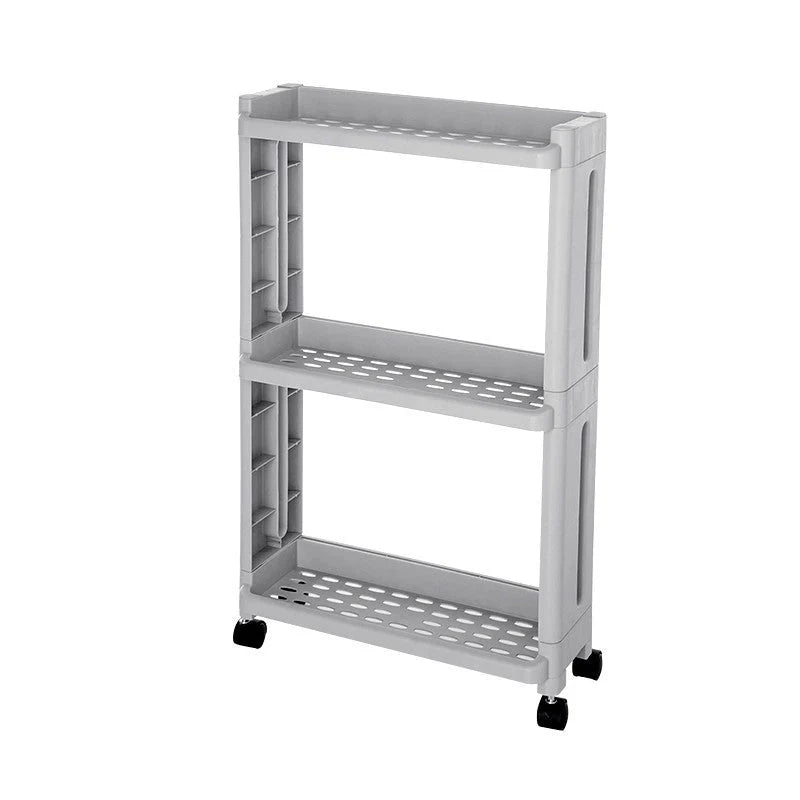 Multi-layer kitchen storage shelf with wheels in white and grey options