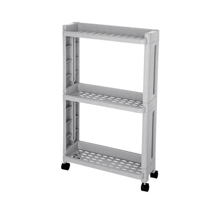 Multi-layer kitchen storage shelf with wheels in white and grey options