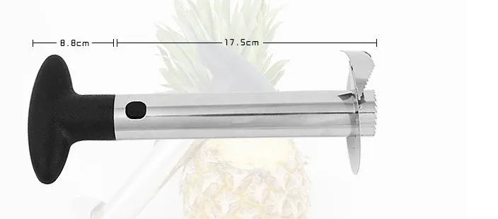 Stainless steel pineapple corer slicer with ABS handle showing cutting mechanism