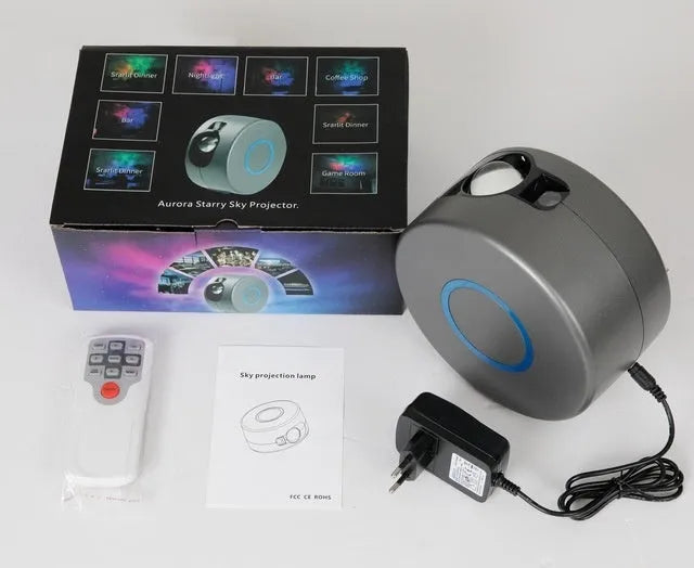Grey starry sky projection lamp with laser and LED lighting for indoor events