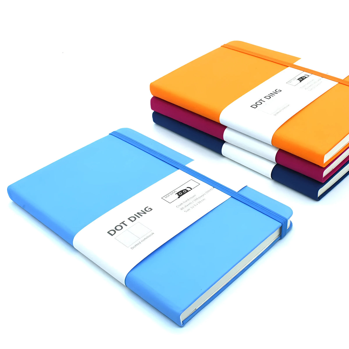 A5 fabric hard cover dot grid bullet journal in blue with saddle stitch binding and 100 GSM paper