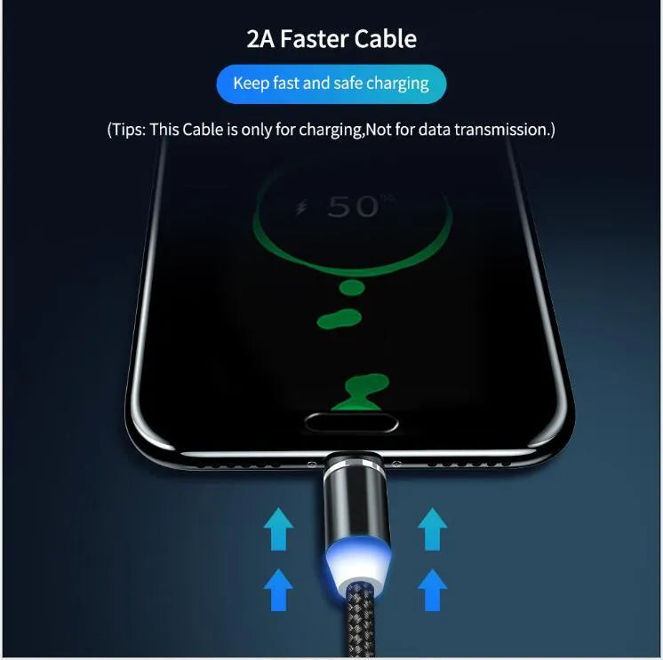 YBD 1 metre magnetic LED charging cable with cotton yarn weaving and aluminium shell