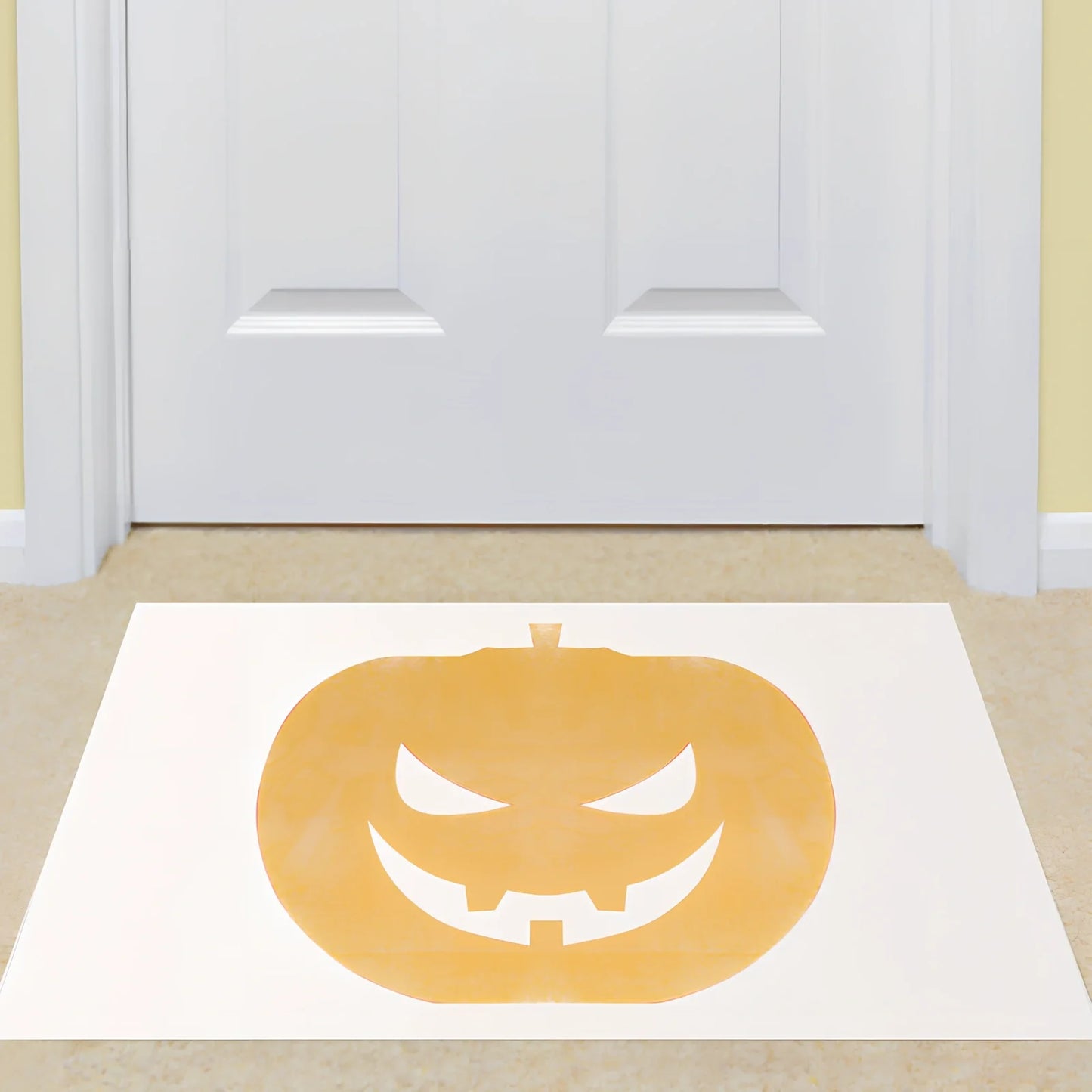 White rectangular PVC bath mat showing colour change effect when wet with moisture detection