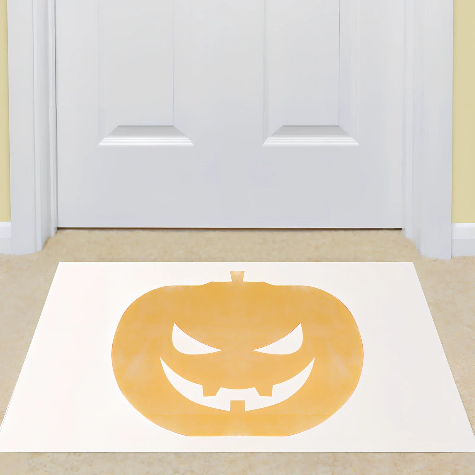 White rectangular PVC bath mat showing colour change effect when wet with moisture detection