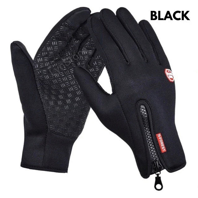 Premium touchscreen motorcycle gloves with polar fleece lining and textured grip for warmth and control