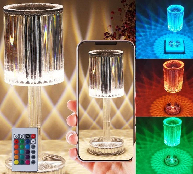 Elegant crystal table lamp with dimmable LED lighting for home decor