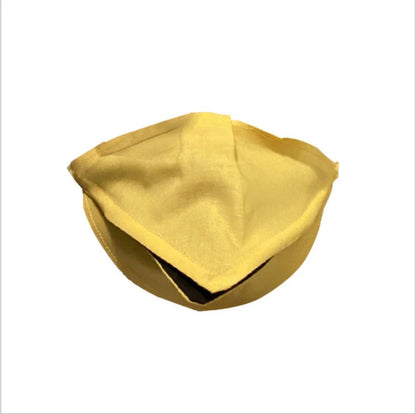 Handcrafted duck design face cover in absorbent cotton, available in black, red, and yellow