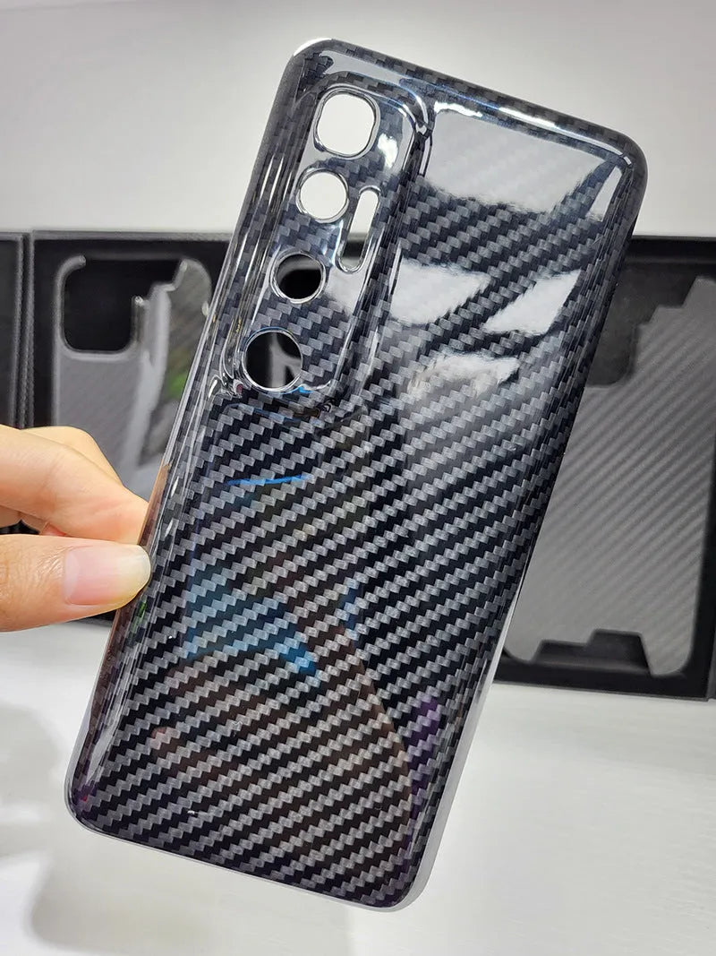 Black Kevlar carbon fibre hard case for Xiaomi 10 Ultra with drop-resistant and fingerprint-resistant properties