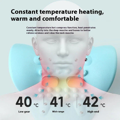 Heated Cervical Traction Neck Massager with adjustable massage settings and therapeutic heating function for personalized neck pain relief