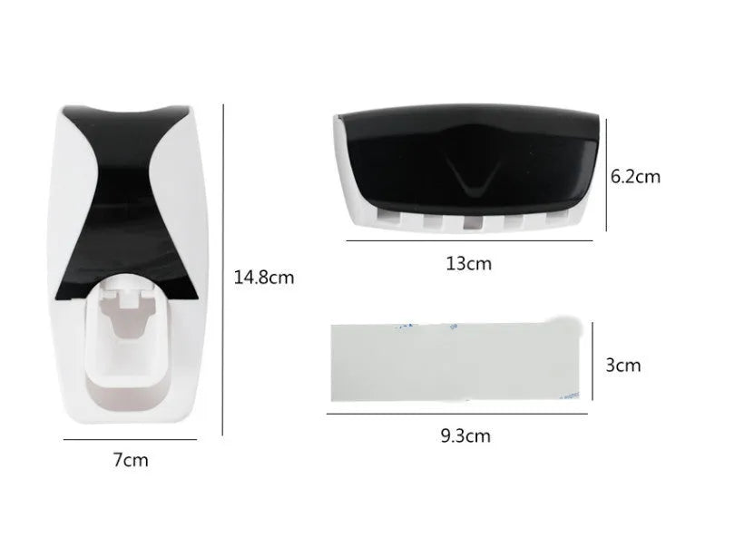 White or wine red plastic and silicone wall-mounted toothbrush holder set with pump dispenser for bathroom organisation
