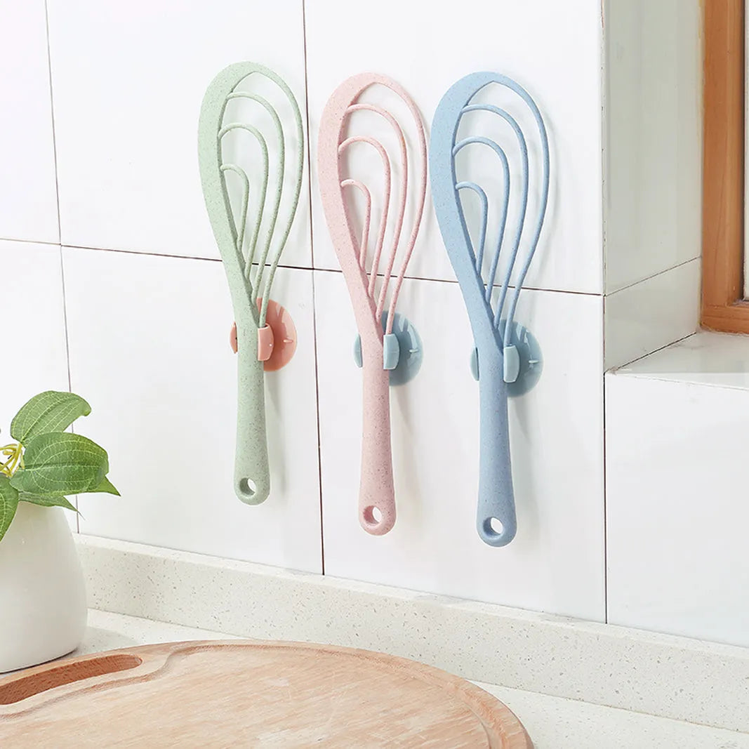 PVC suction cup kitchen gadget with rice scoop, 2.3cm clamp diameter, blue colour on tiled wall