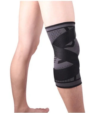 3D Sports Knee Pad in black, red, orange, and green with double beams for meniscus protection