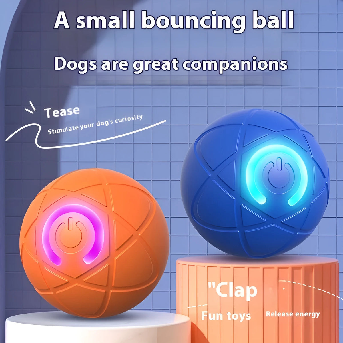Rubber pet toy in orange red with anti-disassembly and self-hi relieving features for dogs and cats