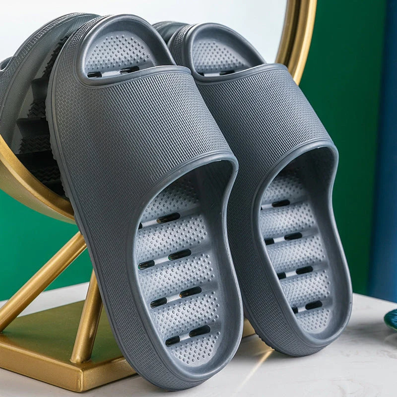 Thick-soled EVA slippers in various colours for home and bathroom use