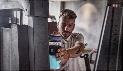 Adjustable magnetic water cup belt in black, blue, and green for fitness and outdoor use