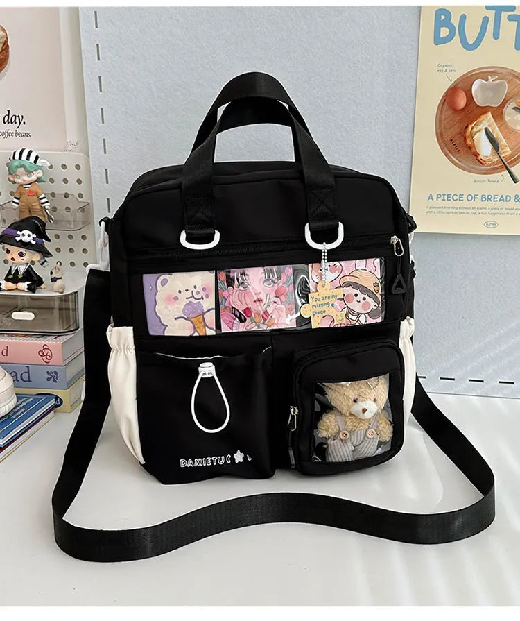 Waterproof nylon backpack in solid colour with sewing thread detail, 33x30x14cm, holds 15.6-inch laptop