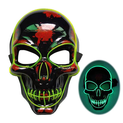 Spooky Halloween skeleton mask with glowing LED lights in various color options