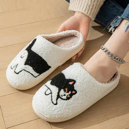 Cozy cartoon-themed cotton slippers with soft, fuzzy lining and non-slip soles for comfortable indoor and outdoor wear