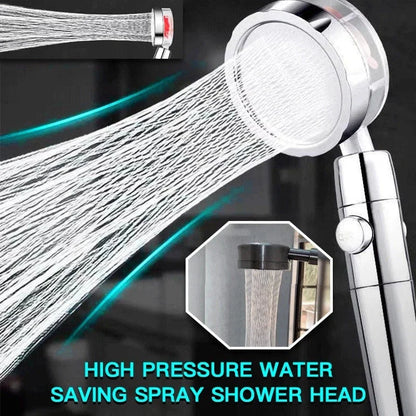 High-pressure handheld shower nozzle with cotton filter and stop button in various colours