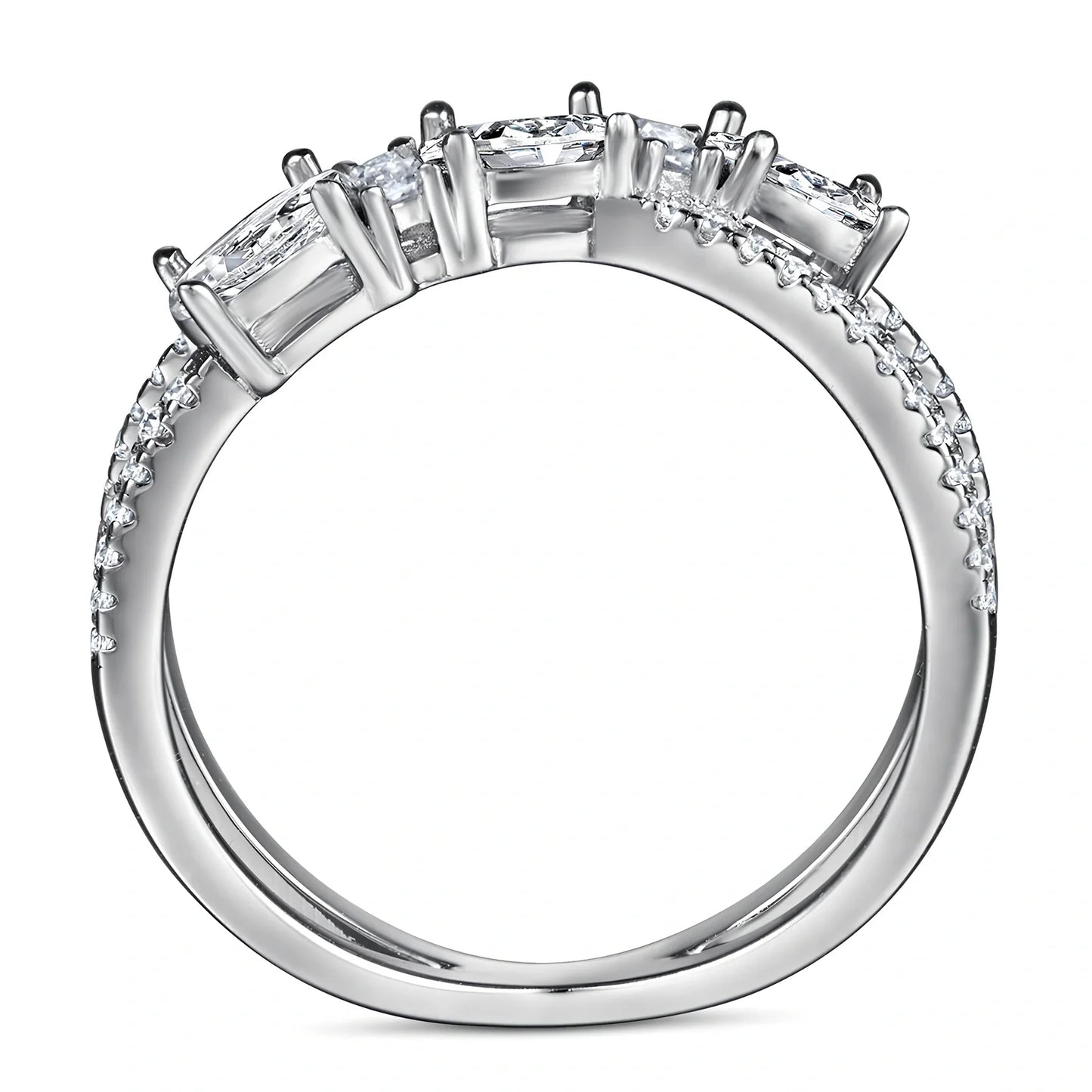 925 sterling silver women's rotary cross ring with zircon inlays in white gold, 2cm wide, sizes 5-10