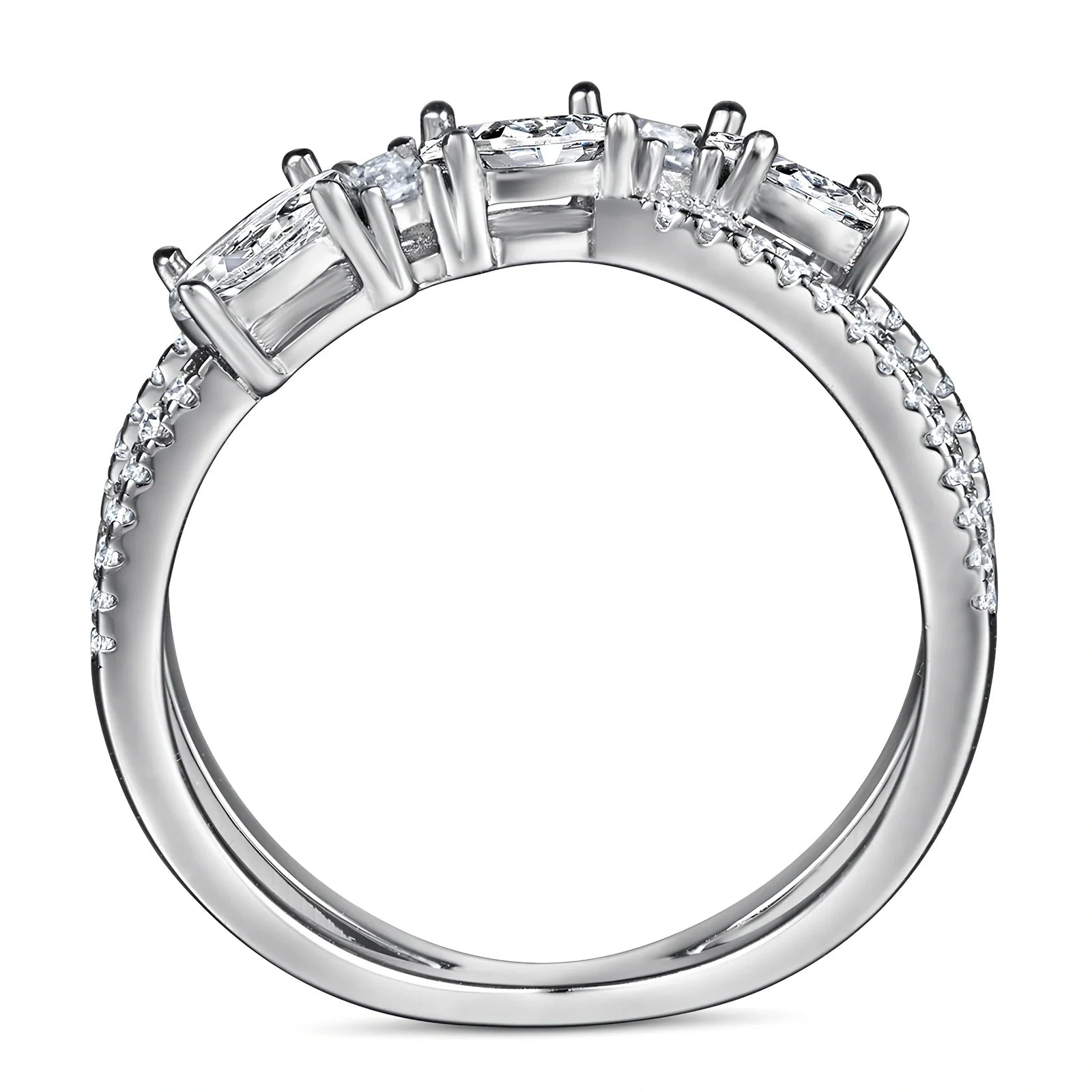 925 sterling silver women's rotary cross ring with zircon inlays in white gold, 2cm wide, sizes 5-10