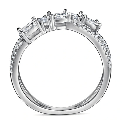 925 sterling silver women's rotary cross ring with zircon inlays in white gold, 2cm wide, sizes 5-10