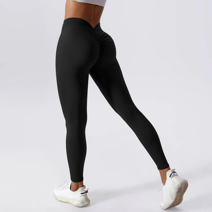 Slim yoga fitness pants in various colours with quick-dry nylon fabric and hip-lifting design