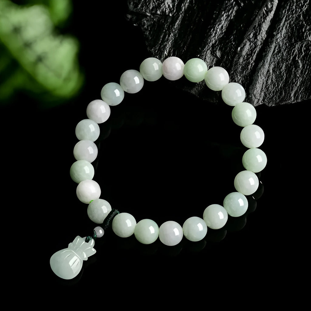 8mm flower jade purse bracelet with national style design for men and women