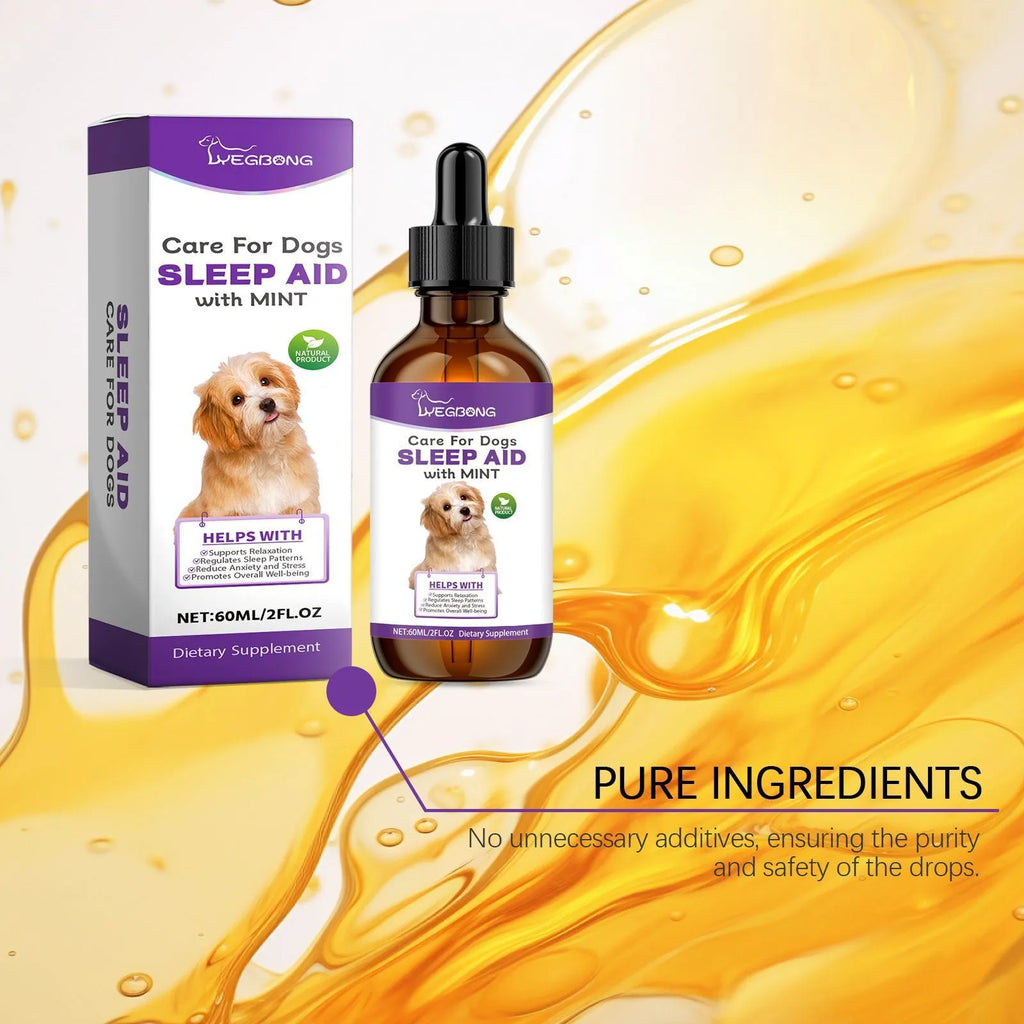 60ml Dog Sleep Drops bottle with dropper for pet nighttime calming