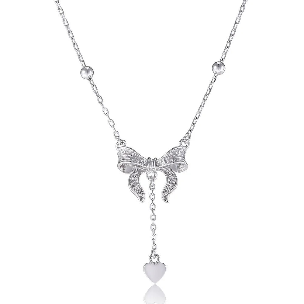 S925 silver butterfly heart clavicle chain with adjustable O-ring chain