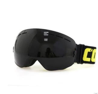 Premium ski goggles with wide spherical lens, anti-fog coating, and adjustable strap for winter sports activities