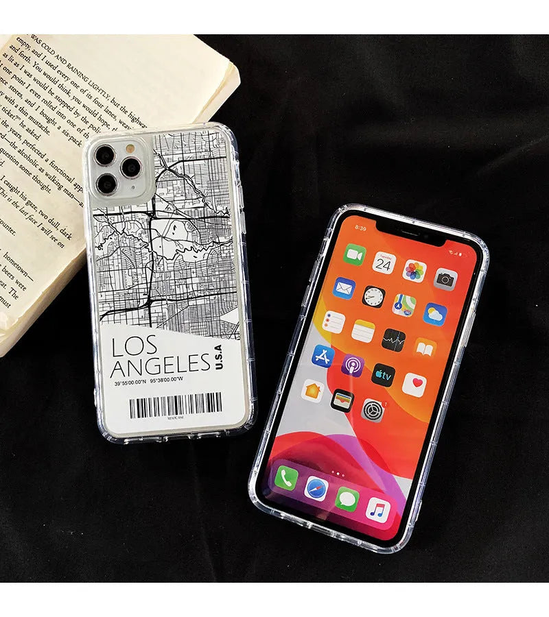 City street striped TPU phone case back cover for iPhone in Los Angeles colourway