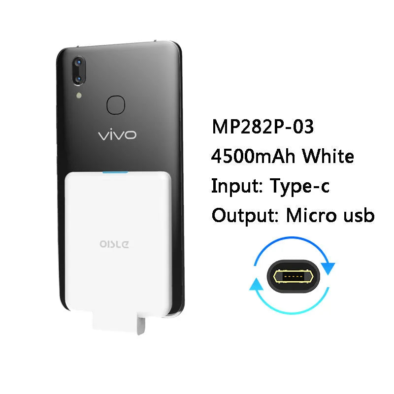 MP282P 4500mAh back clip battery pack in black white blue pink and red colour options