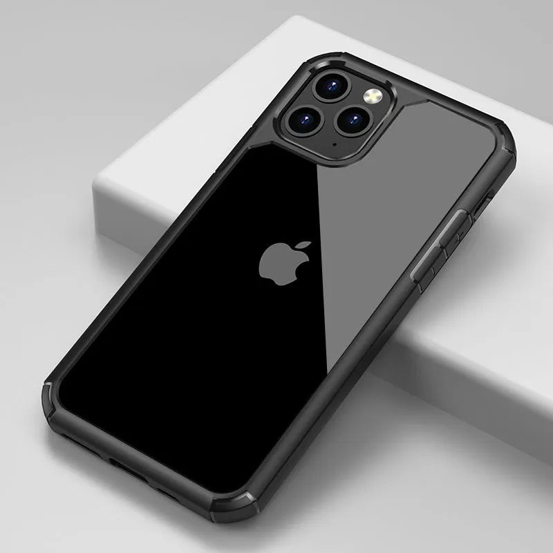 Transparent anti-fall protective phone sleeve in black for iPhone 11 Pro Max.