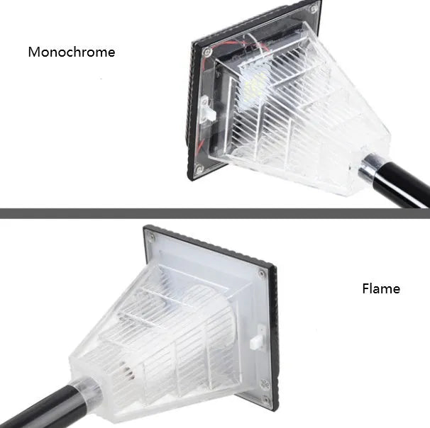 TS-S5103 solar garden light with 12 LED bulbs in ABS housing showing colour mode options