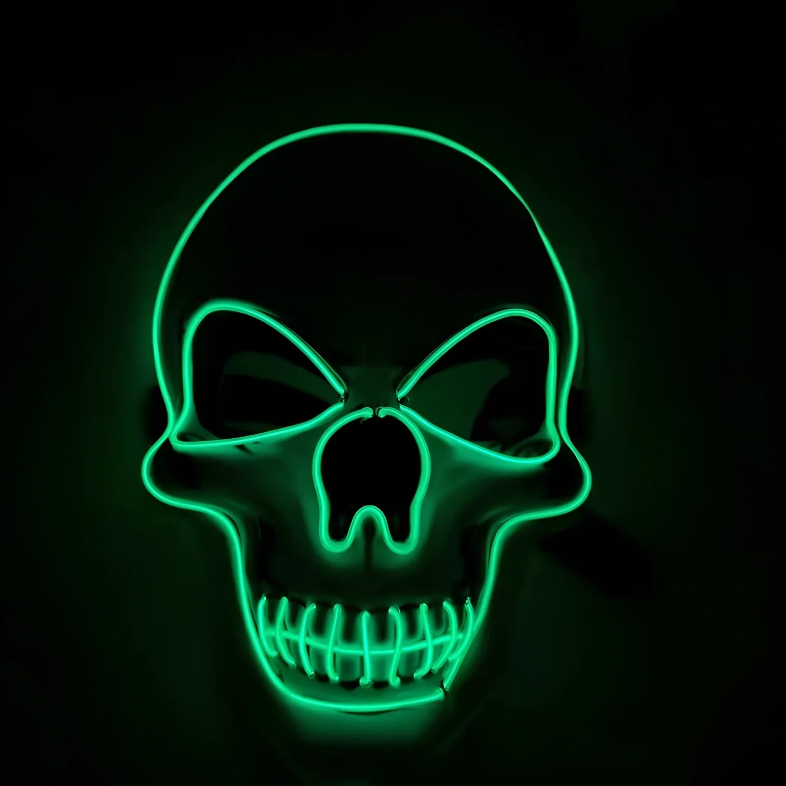 LED illuminated skull Halloween mask with adjustable strap and multiple light settings