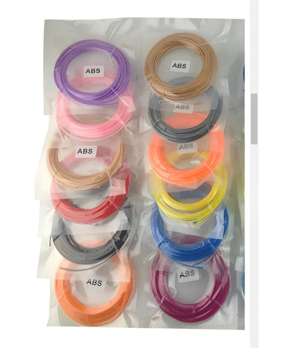 ABS and PLA filament consumables in 20 colours for 3D printing pens, 200m length circular strips
