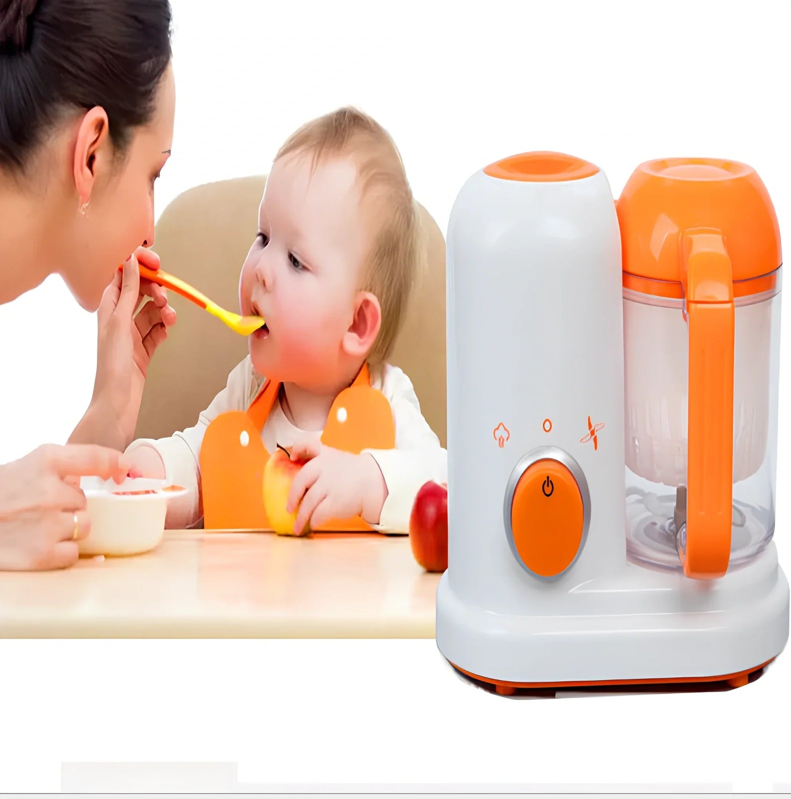 Smart baby food processor with steam cooking function and 190ml capacity in light green colour