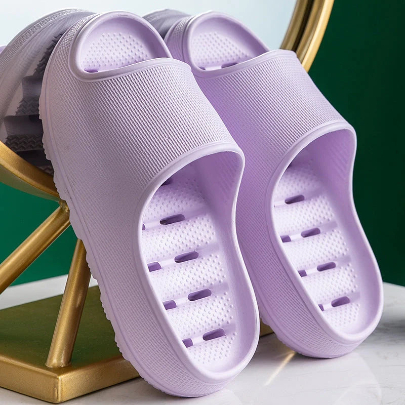 Thick-soled EVA slippers in various colours for home and bathroom use